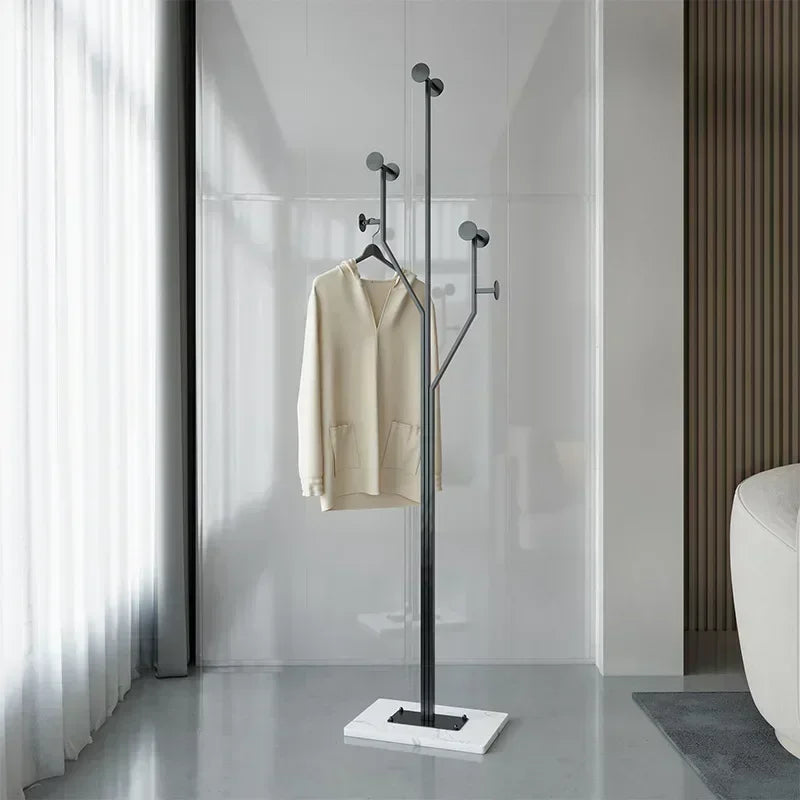 Metal Tree Design Free-Standing Coat Rack – 7 hooks, marble base