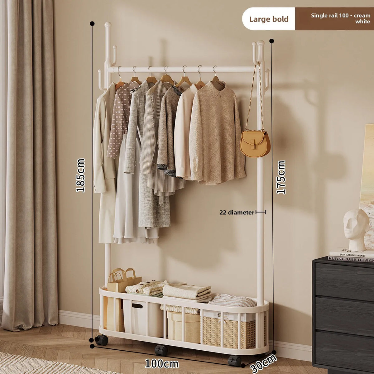Porte-Manteau sur Pied à Roulettes Design – Chambre et Entrée
