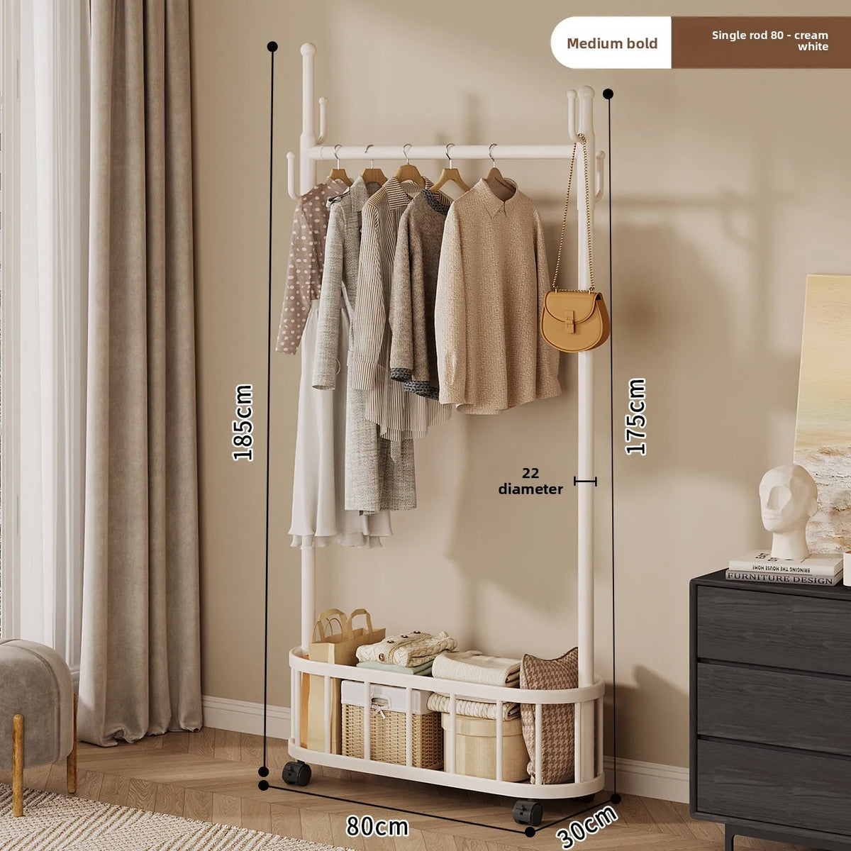 Porte-Manteau sur Pied à Roulettes Design – Chambre et Entrée