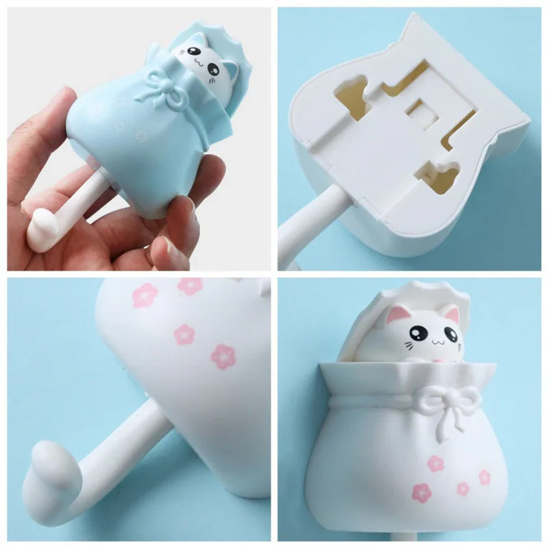Patère Murale Chat Adhésive Sans Percer – Porte-Manteau Enfant