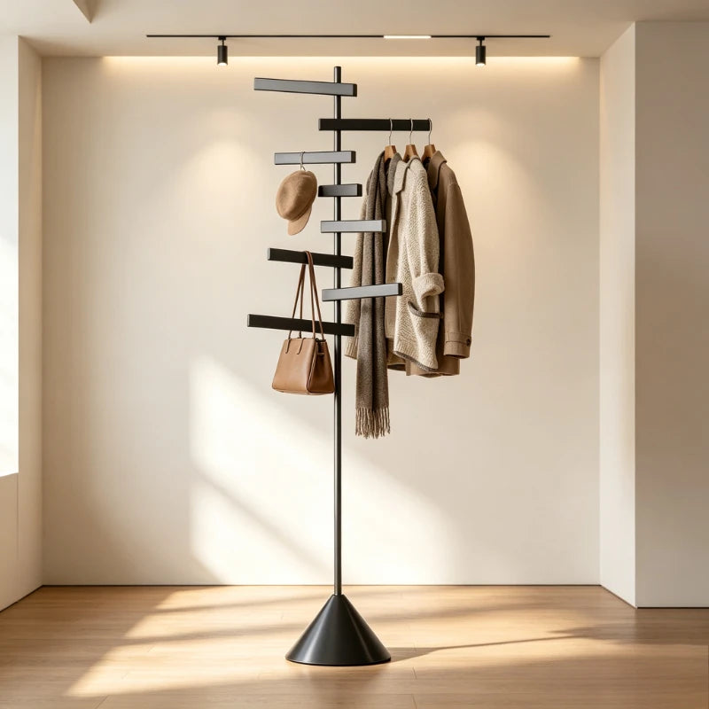 Porte-Manteau sur Pied Métal Inox Pivotant – Design Arbre Moderne