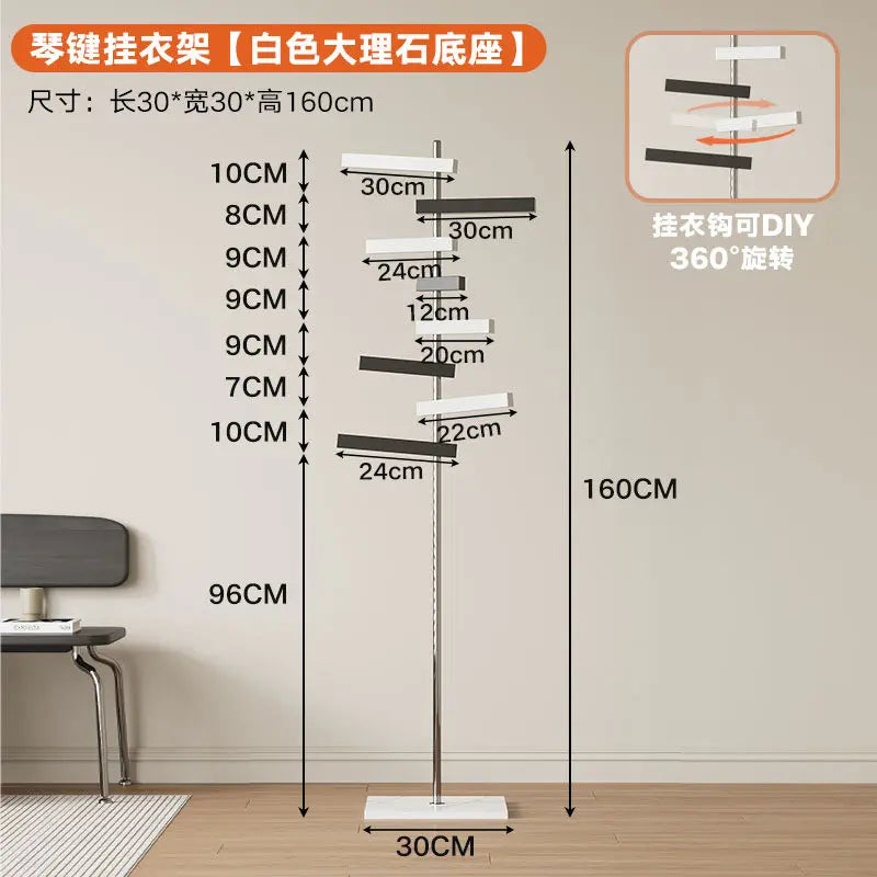 Porte-Manteau sur Pied Métal Inox Pivotant – Design Arbre Moderne