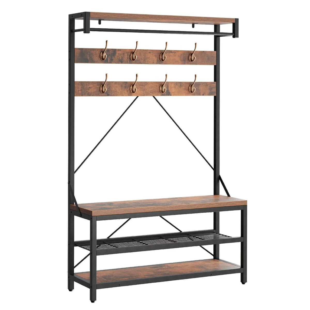 Porte-Manteau Vestiaire Banc Bois Métal Industriel – Entrée Nette