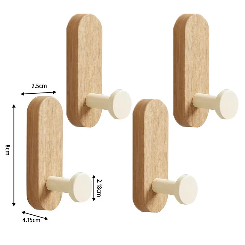 Patère Murale Bois Adhésive – Crochet Manteau Sans Percer, Entrée
