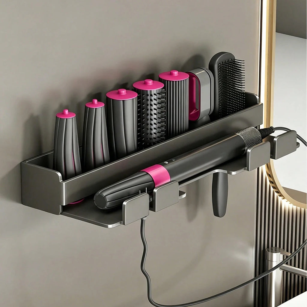 Hair Dryer & Straightener Wall Mount – No-Drill Bathroom Storage
