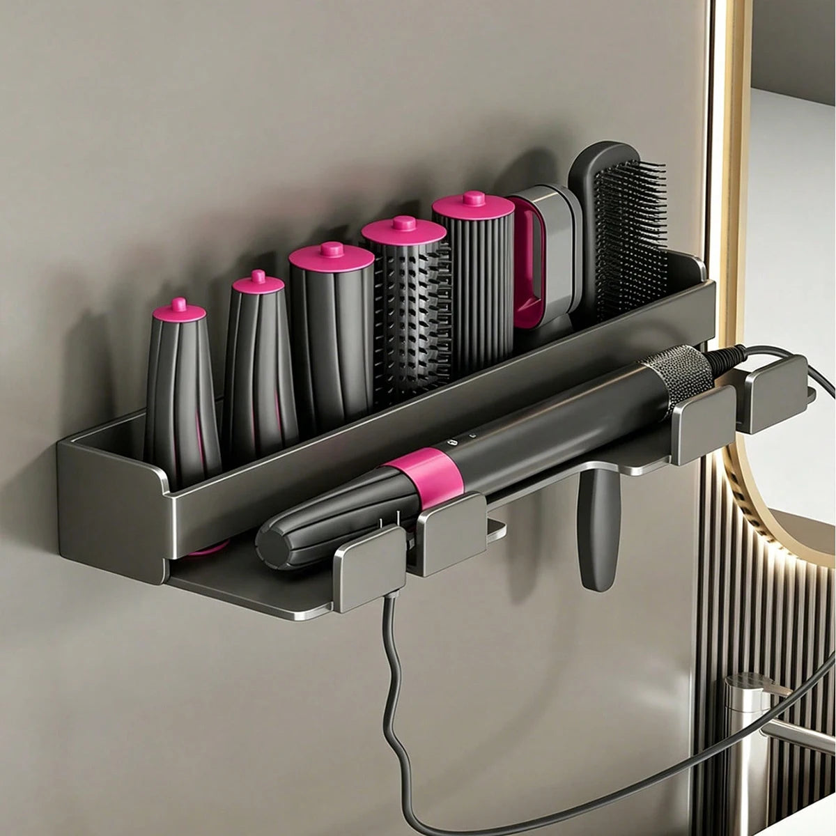 Hair Dryer & Straightener Wall Mount – No-Drill Bathroom Storage