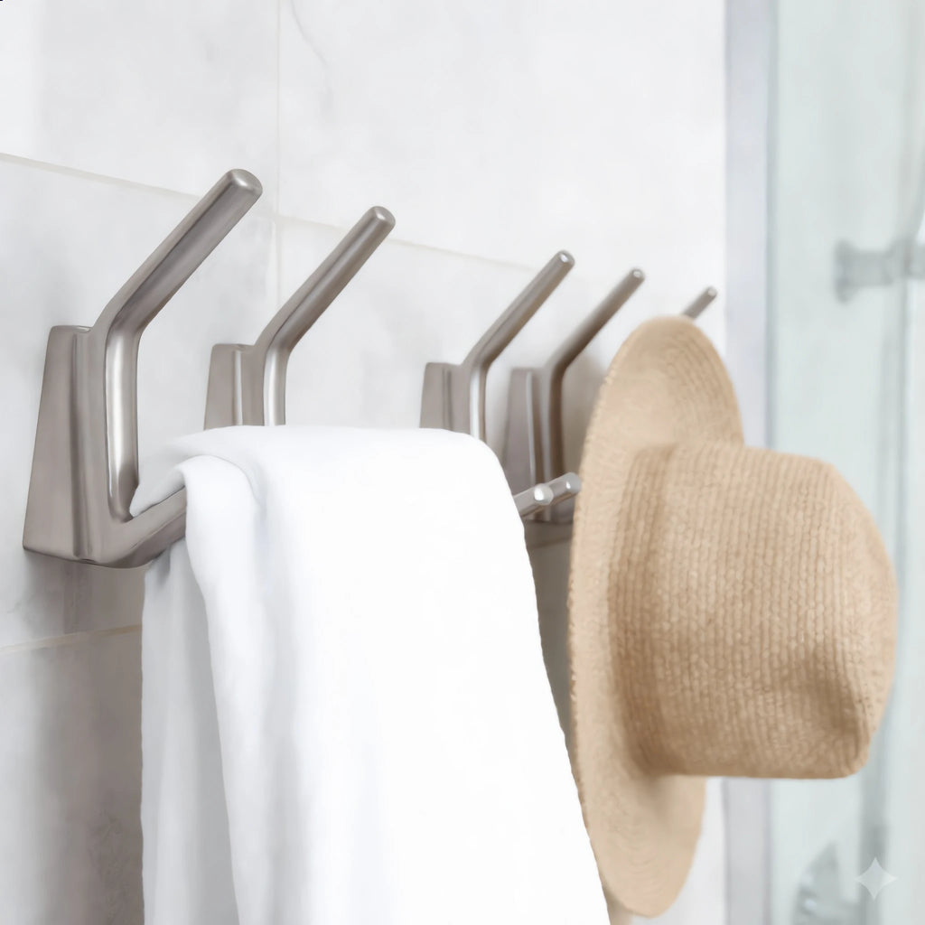 Patère Murale Double Crochet Métal – Cuisine, Salle de Bain, Entrée