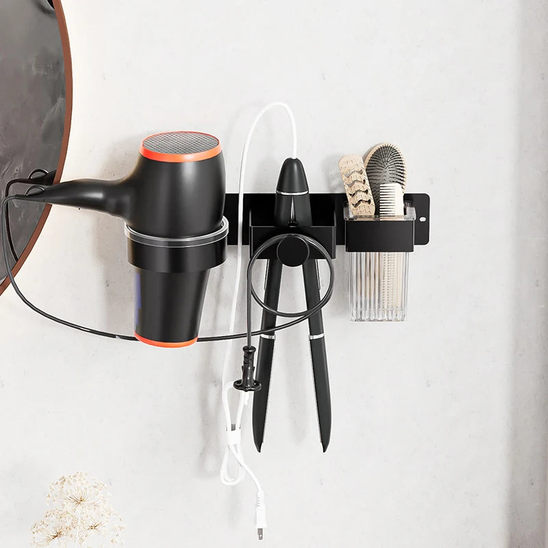 Hair Dryer & Straightener Wall Mount – No-Drill Bathroom Storage