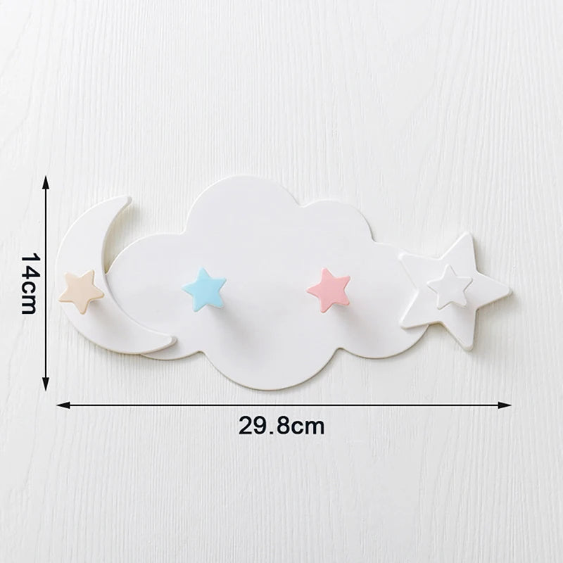 Porte-Manteau Mural Enfant Sans Percer – Patère 4 Crochets Nuage