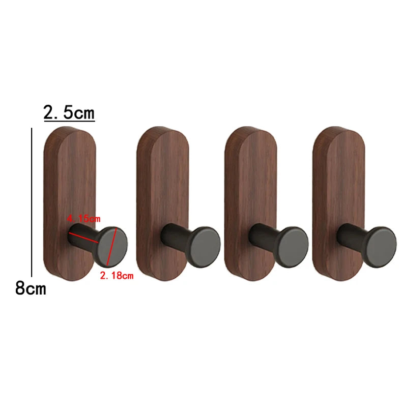 Patère Murale Bois Noyer Adhésive – porte-manteau sans percer
