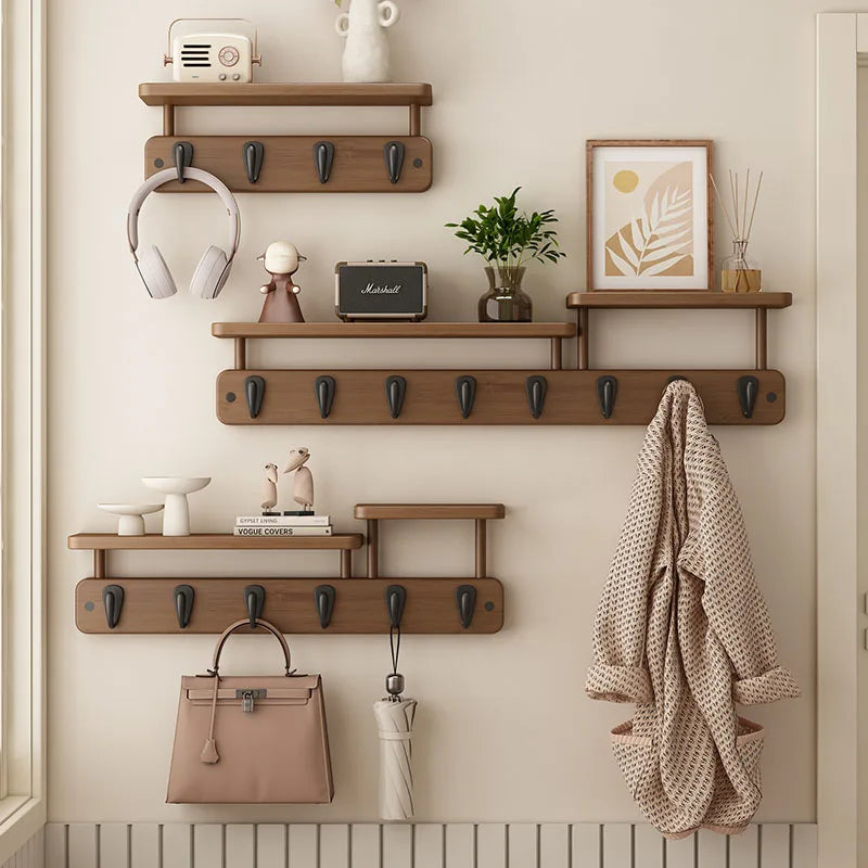 Porte-Manteau Mural Bambou avec Étagère – Entrée Moderne Organisée