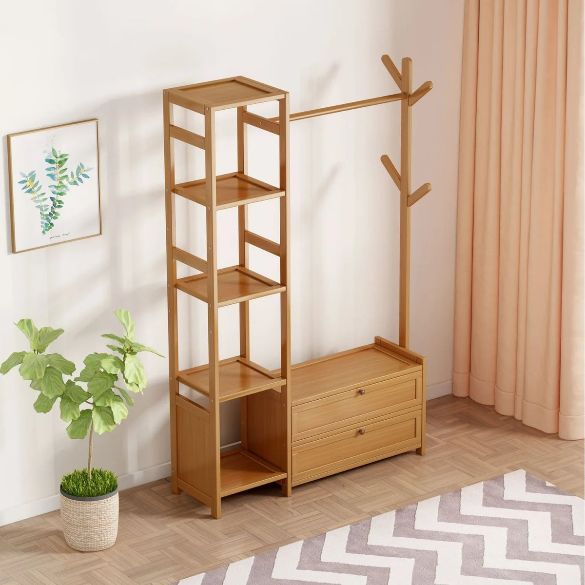 Porte-Manteau sur Pied Bois Penderie – Dressing Ouvert Chambre