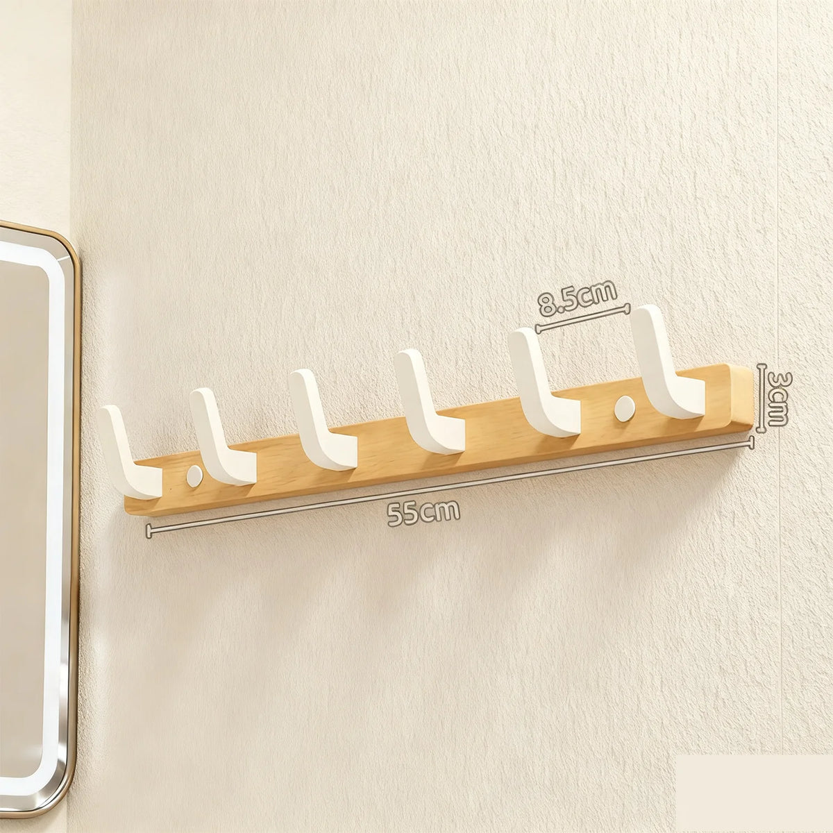 Porte-Manteau Mural Bois Design Moderne – Patère Entrée 4 à 6 Crochets