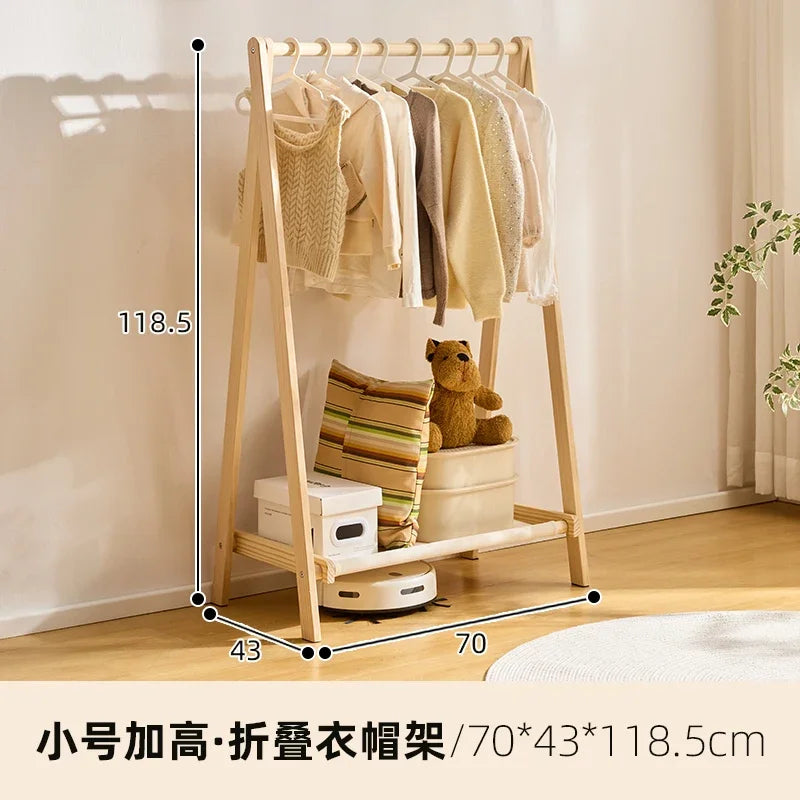 Porte-Manteau Enfant sur Pied Bois Pliable – 3 Tailles au Choix