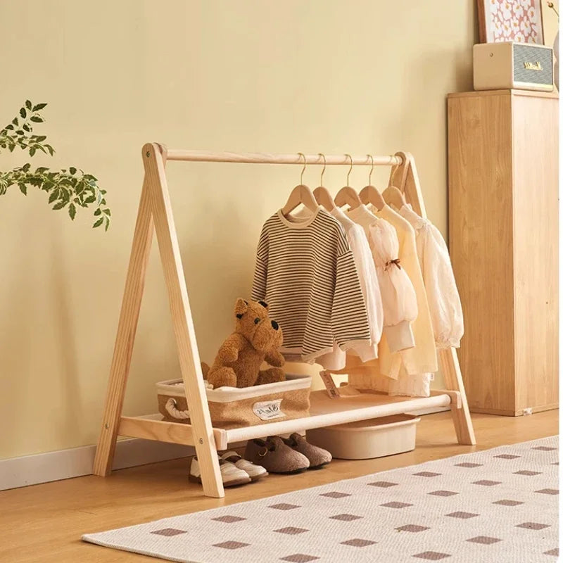Porte-Manteau Enfant sur Pied Bois Pliable – 3 Tailles au Choix