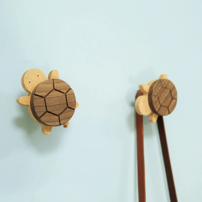 Porte-Manteau Mural Tortue Bois – patère déco enfant sans percer