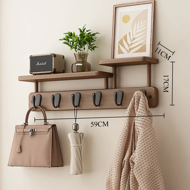 Porte-Manteau Mural Bambou avec Étagère – Entrée Moderne Organisée
