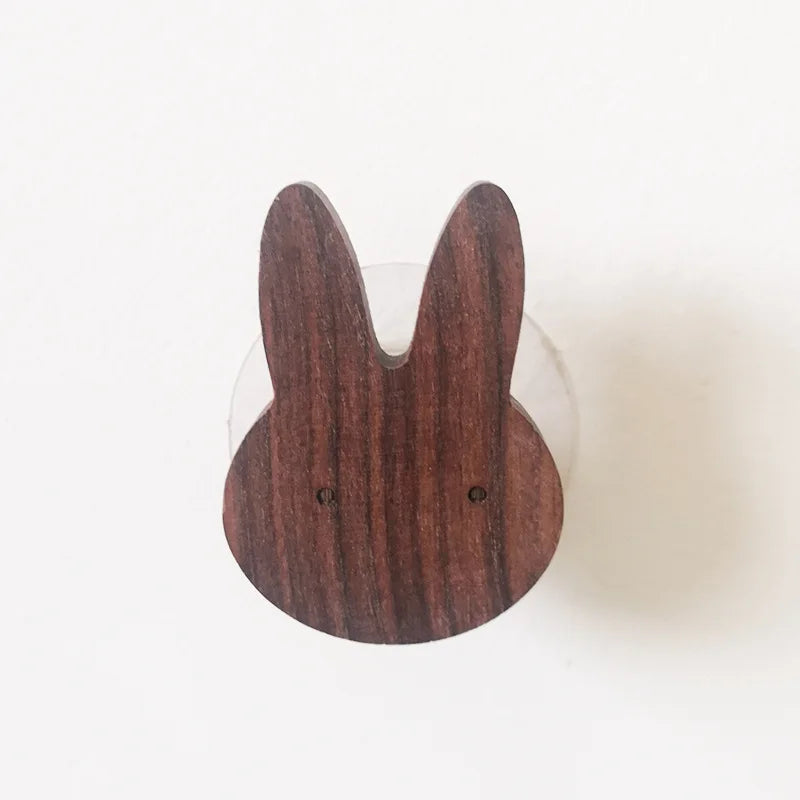 Solid Walnut Wall Coat Rack - Animal Coat Hooks for Kids