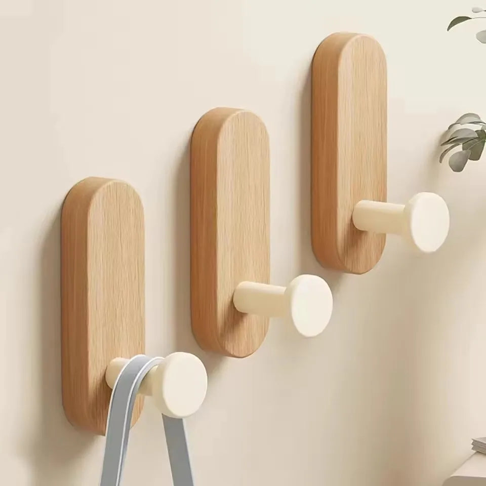 Patère Murale Bois Adhésive – Crochet Manteau Sans Percer, Entrée