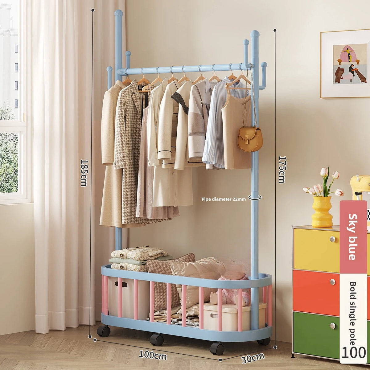 Porte-Manteau sur Pied à Roulettes Design – Chambre et Entrée