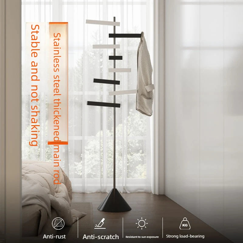 Porte-Manteau sur Pied Métal Inox Pivotant – Design Arbre Moderne