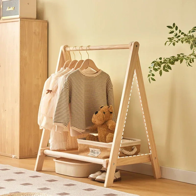 Porte-Manteau Enfant Bois Pliable – Rangement Chambre Montessori