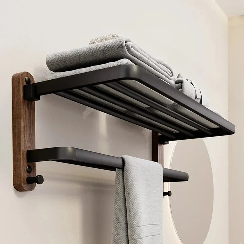 Porte-Manteau Mural Bois Noyer & Inox Design – Salle de Bain