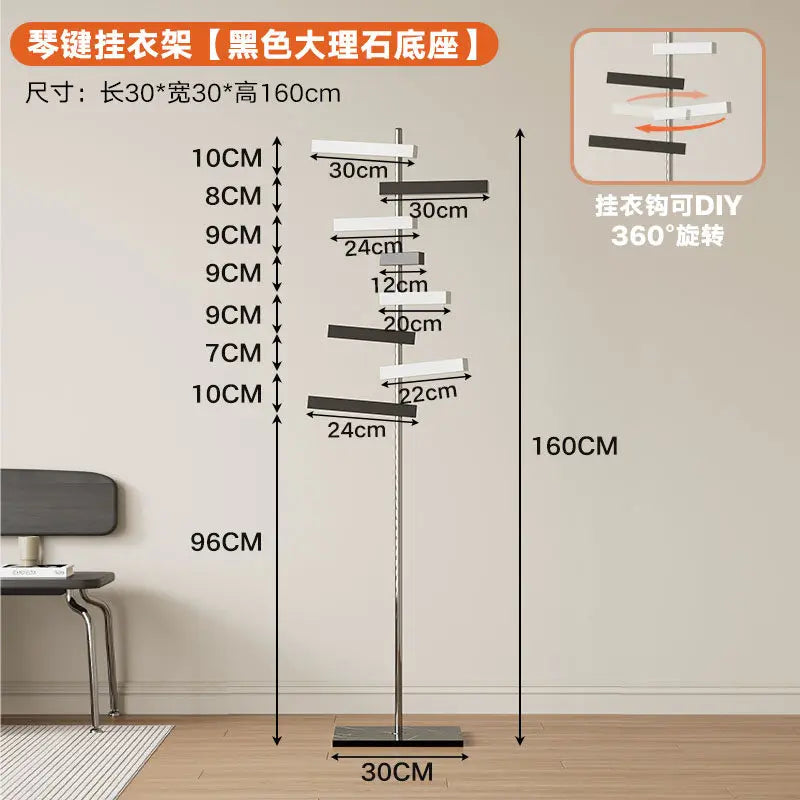 Porte-Manteau sur Pied Métal Inox Pivotant – Design Arbre Moderne