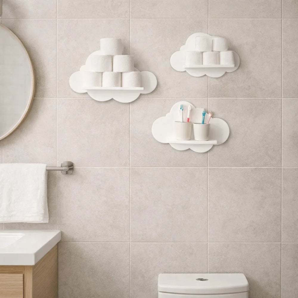Cloud Wooden Wall Shelf – Children's Room Decor and Storage