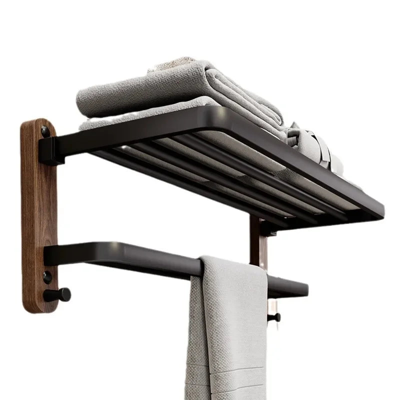 Porte-Manteau Mural Bois Noyer & Inox Design – Salle de Bain