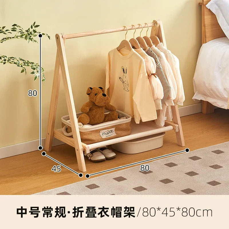 Porte-Manteau Enfant sur Pied Bois Pliable – 3 Tailles au Choix