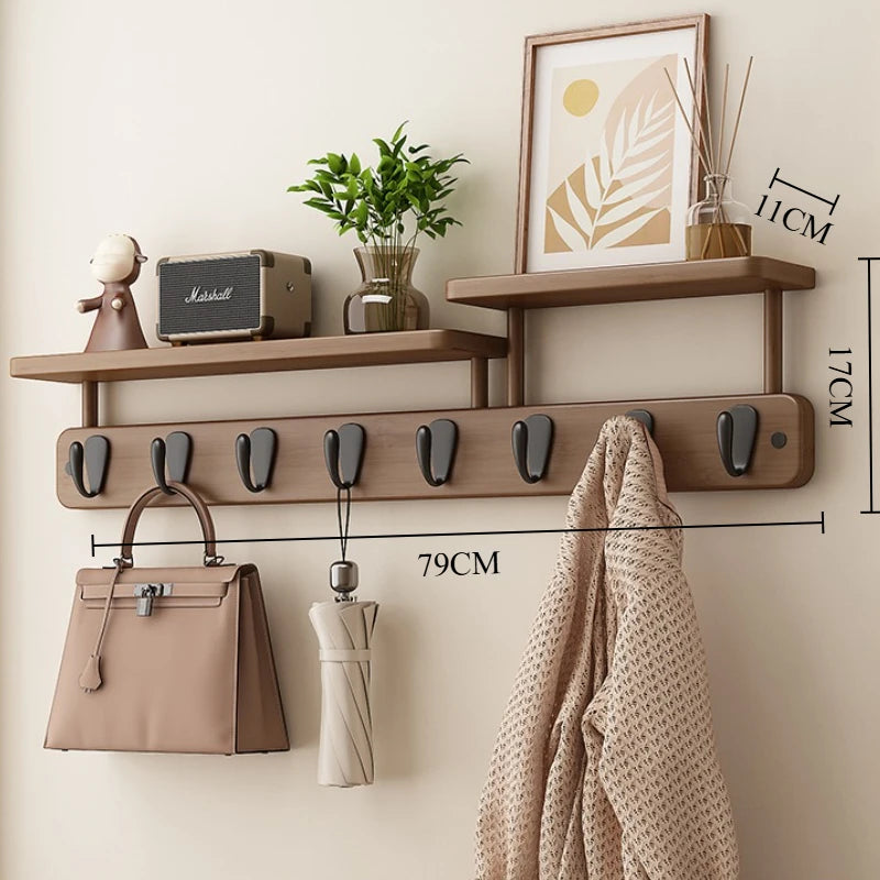 Porte-Manteau Mural Bambou avec Étagère – Entrée Moderne Organisée