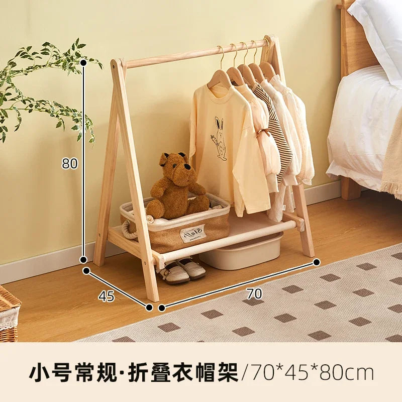 Porte-Manteau Enfant sur Pied Bois Pliable – 3 Tailles au Choix