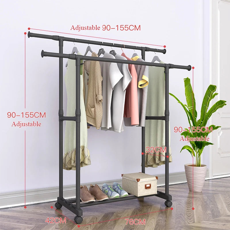 Porte-Manteau sur Pied Métal à Roulettes – Penderie Industrielle