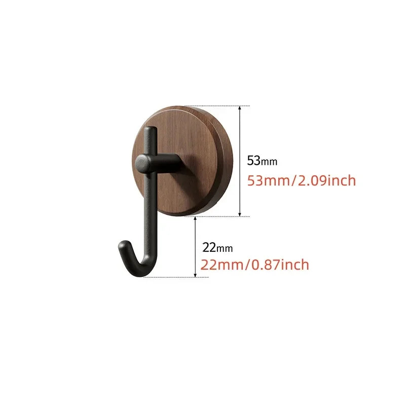 Porte-Manteau Mural Bois Noyer Sans Percer – Lot de 5 Patères Adhésives