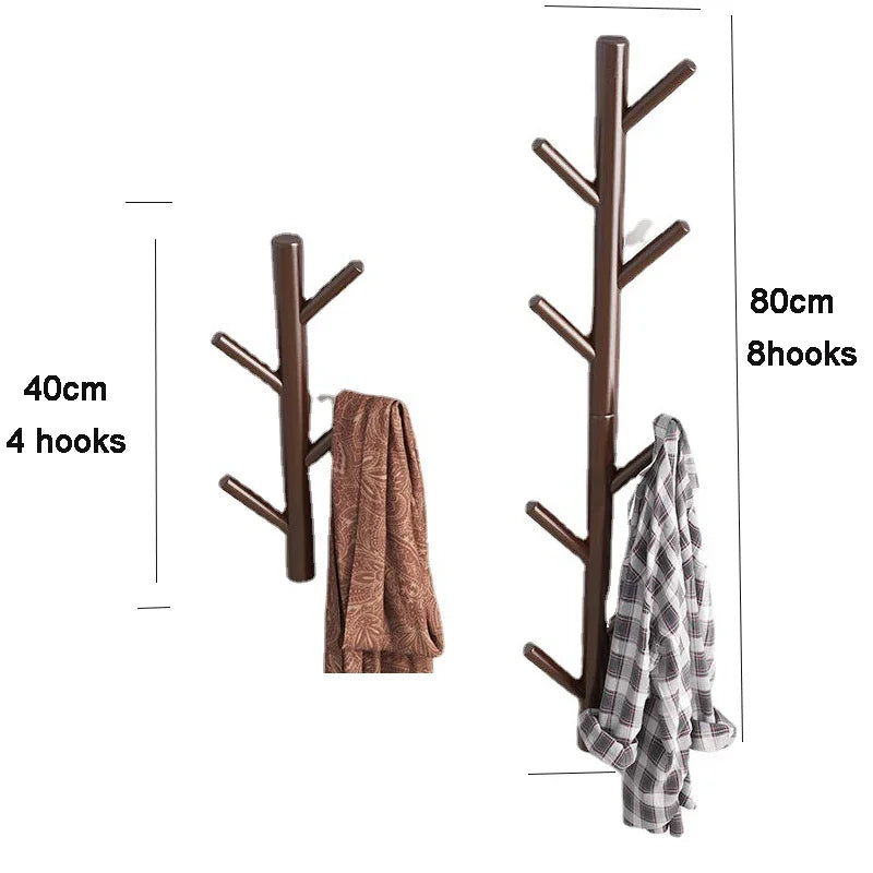 Porte-Manteau Mural Bois – Patère 4 ou 8 Crochets pour l'Entrée