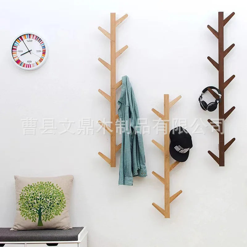 Scandinavian Branch Wood Wall Coat Rack – Entryway Storage