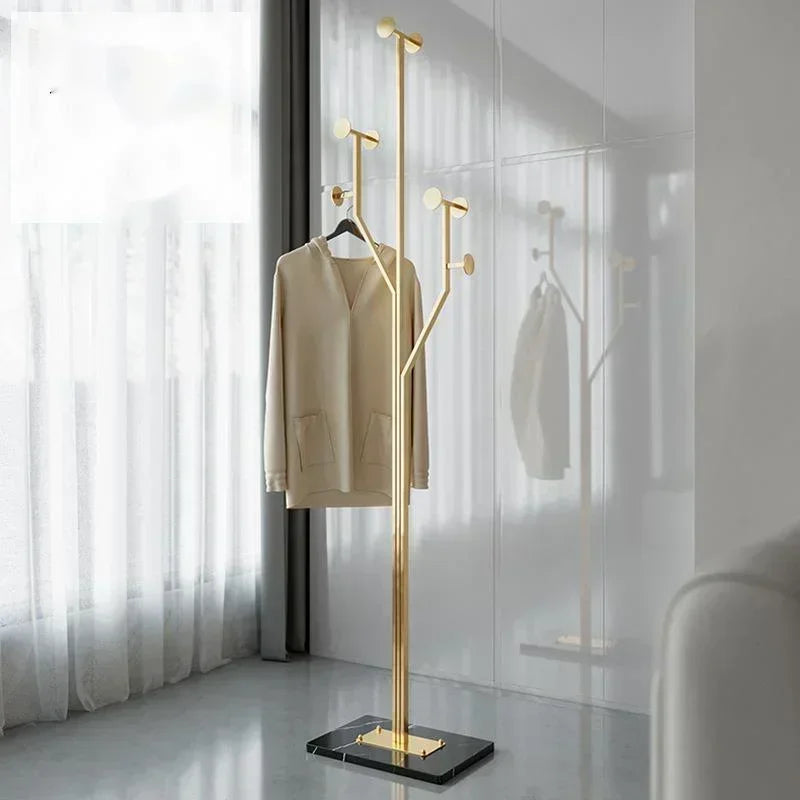 Metal Tree Design Free-Standing Coat Rack – 7 hooks, marble base