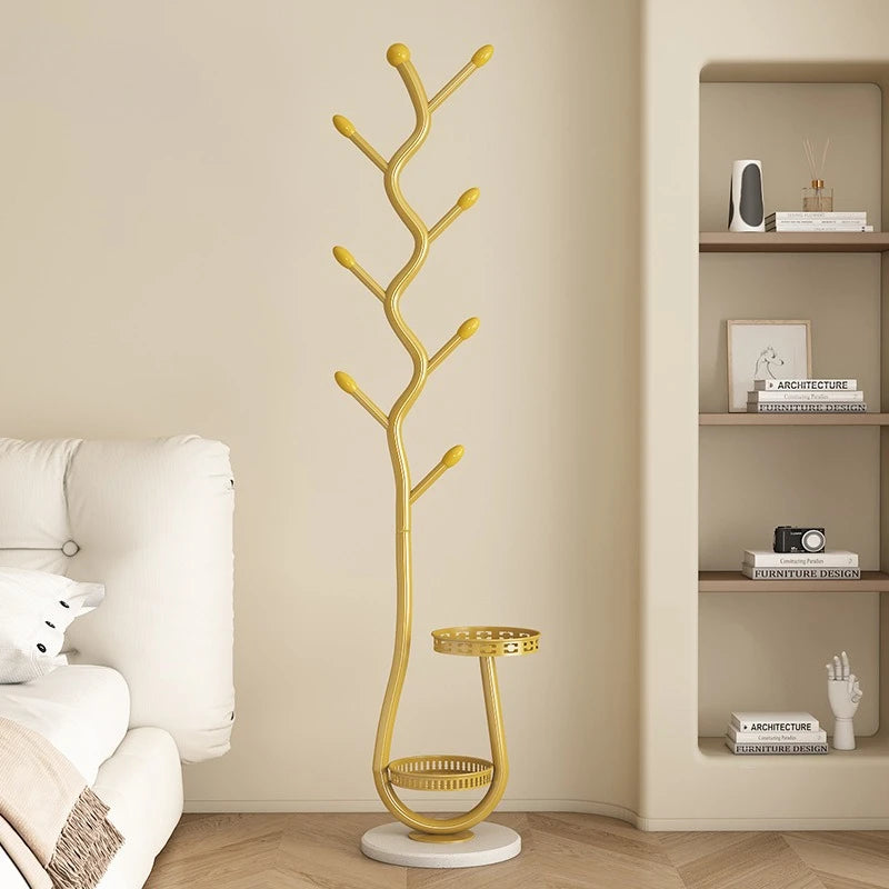 Metal Tree-Shaped Coat Rack – Stone Base, Entryway and Bedroom