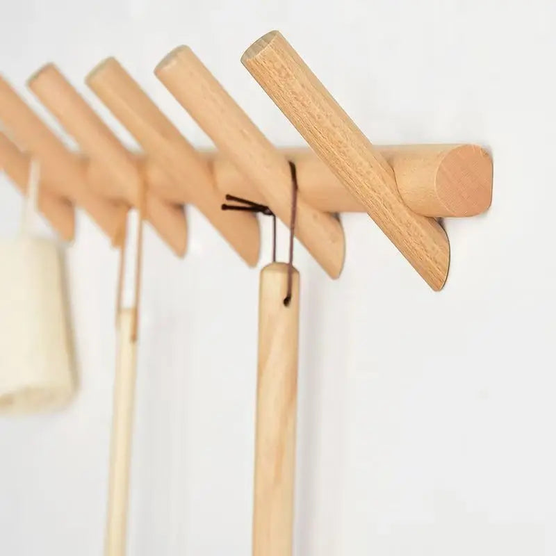 Porte-Manteau Mural Bois Chêne Scandinave – 4 ou 5 Crochets Entrée