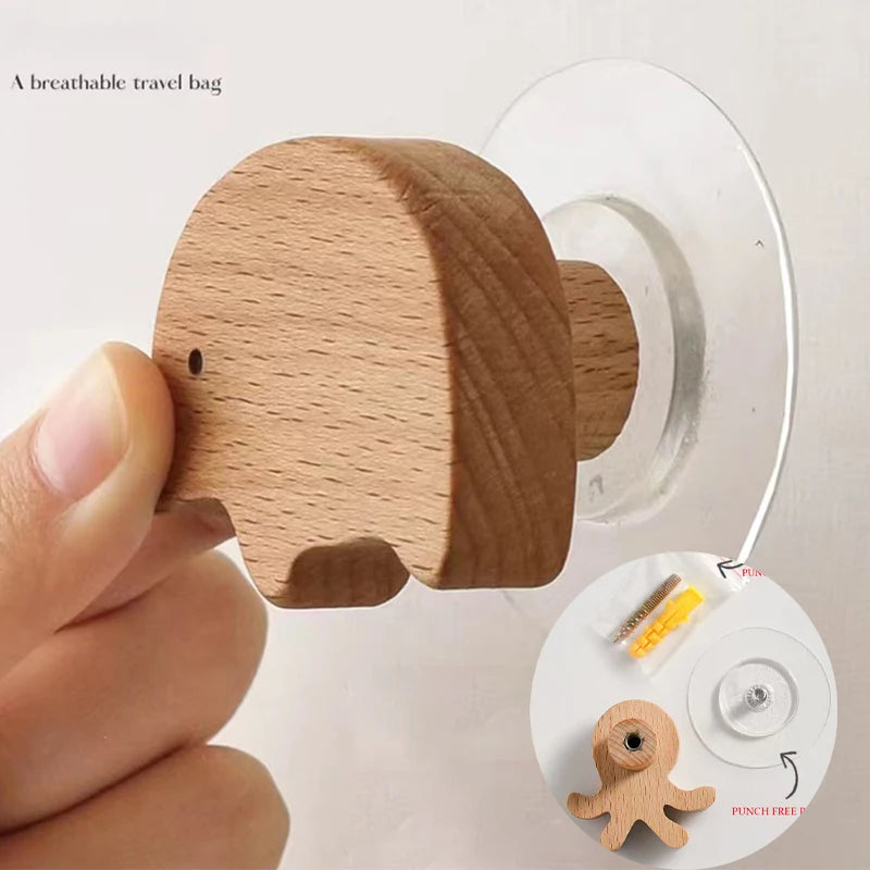 Porte-Manteau Mural Bois Enfant – Patère Animal Déco Sans Percer