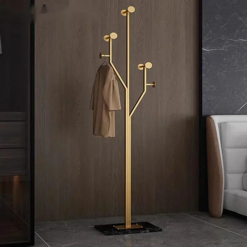 Metal Tree Design Free-Standing Coat Rack – 7 hooks, marble base