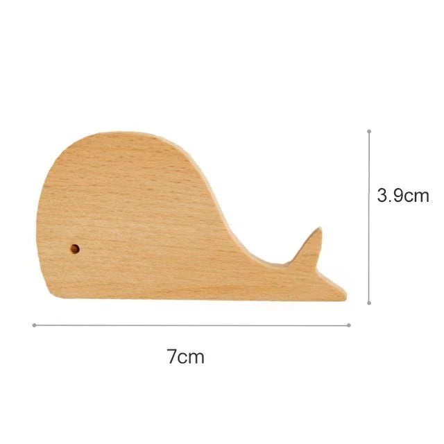 Kids' Wooden Wall Coat Rack – No-Drill Animal Decor Hook