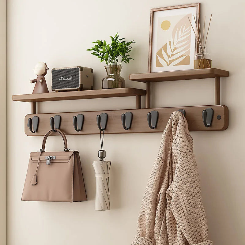 Porte-Manteau Mural Bambou avec Étagère – Entrée Moderne Organisée