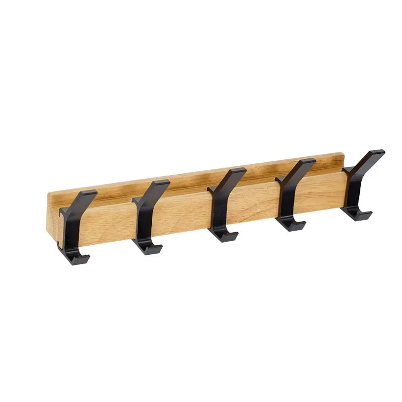 Wooden Wall-Mounted Coat Rack with 5 Hooks and Shelf – Space Saving
