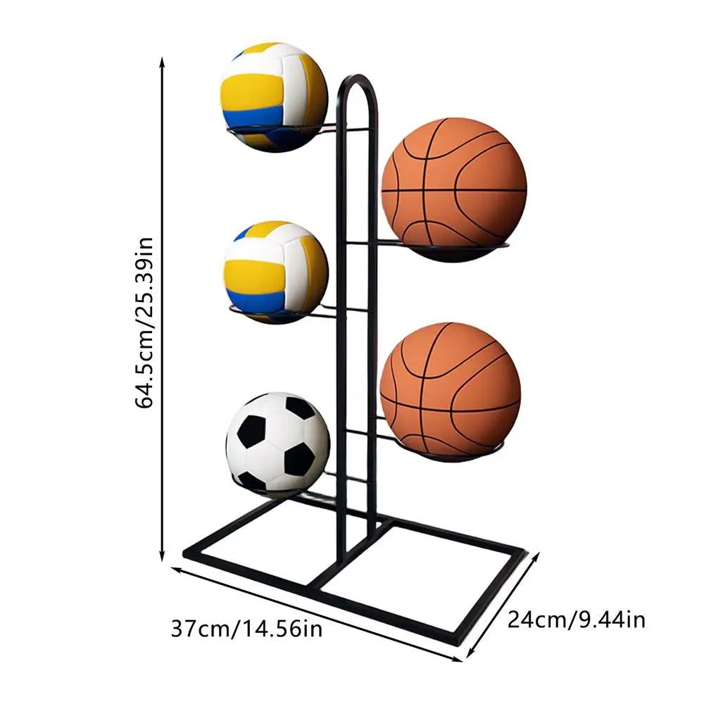 Metal Standing Ball Holder – Basketball Football Volleyball Storage Room
